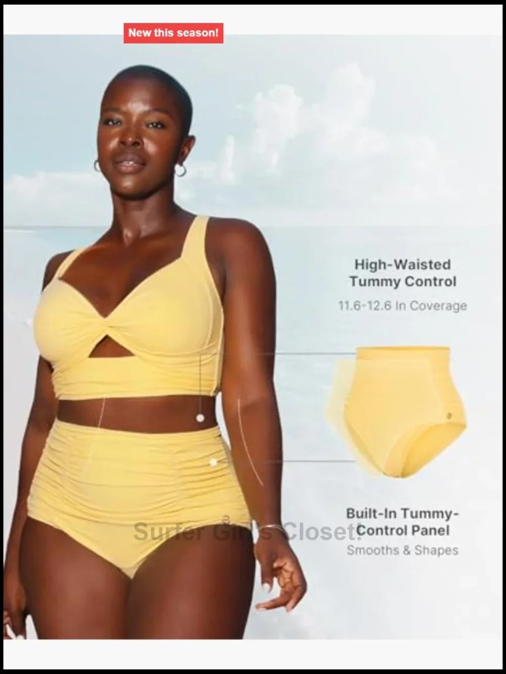 High Waisted Tummy Control Bikini Set Twist Front Ruched Bathing Suit